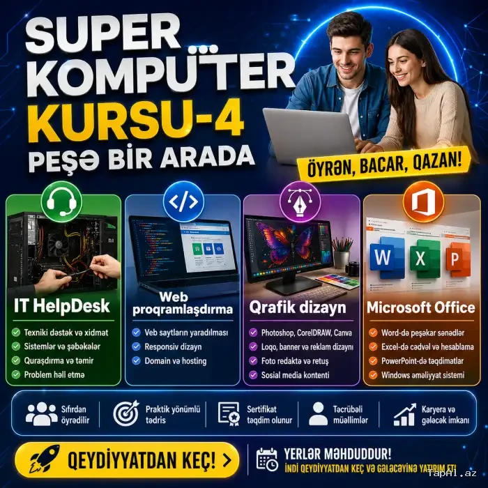 Universal Kompüter kursu - 4 peşə bir arada