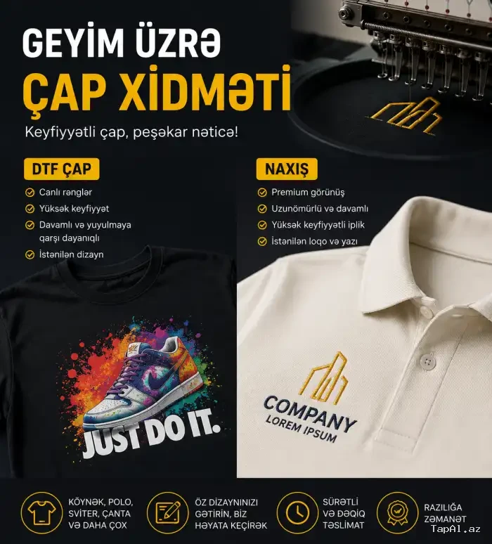 Geyim üzərinə çap xidməti