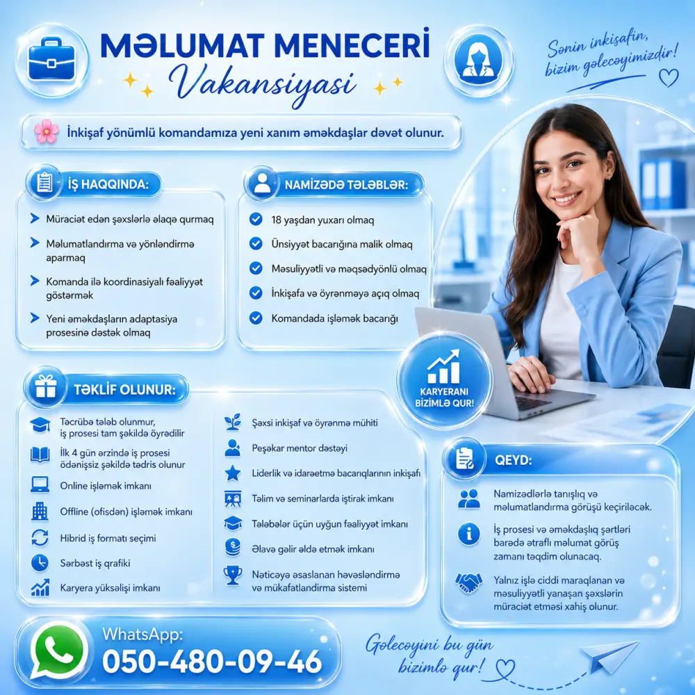 💼 Məlumatlandırma Üzrə Menecer Tələb Olunur
