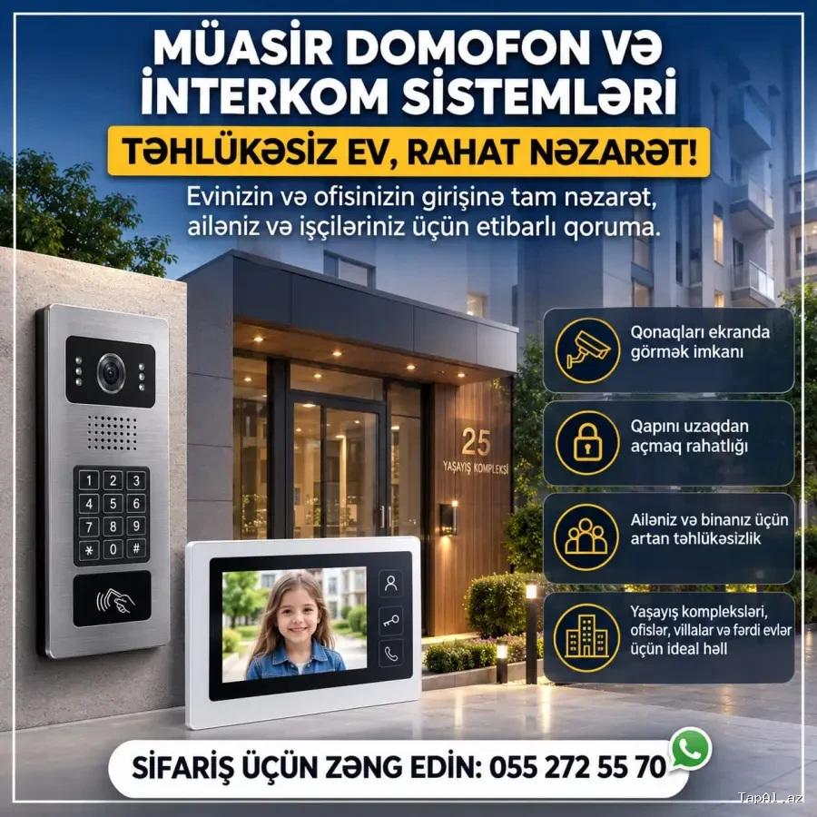 Bina interkom (domofon) sistemləri  *055 272 55 70*