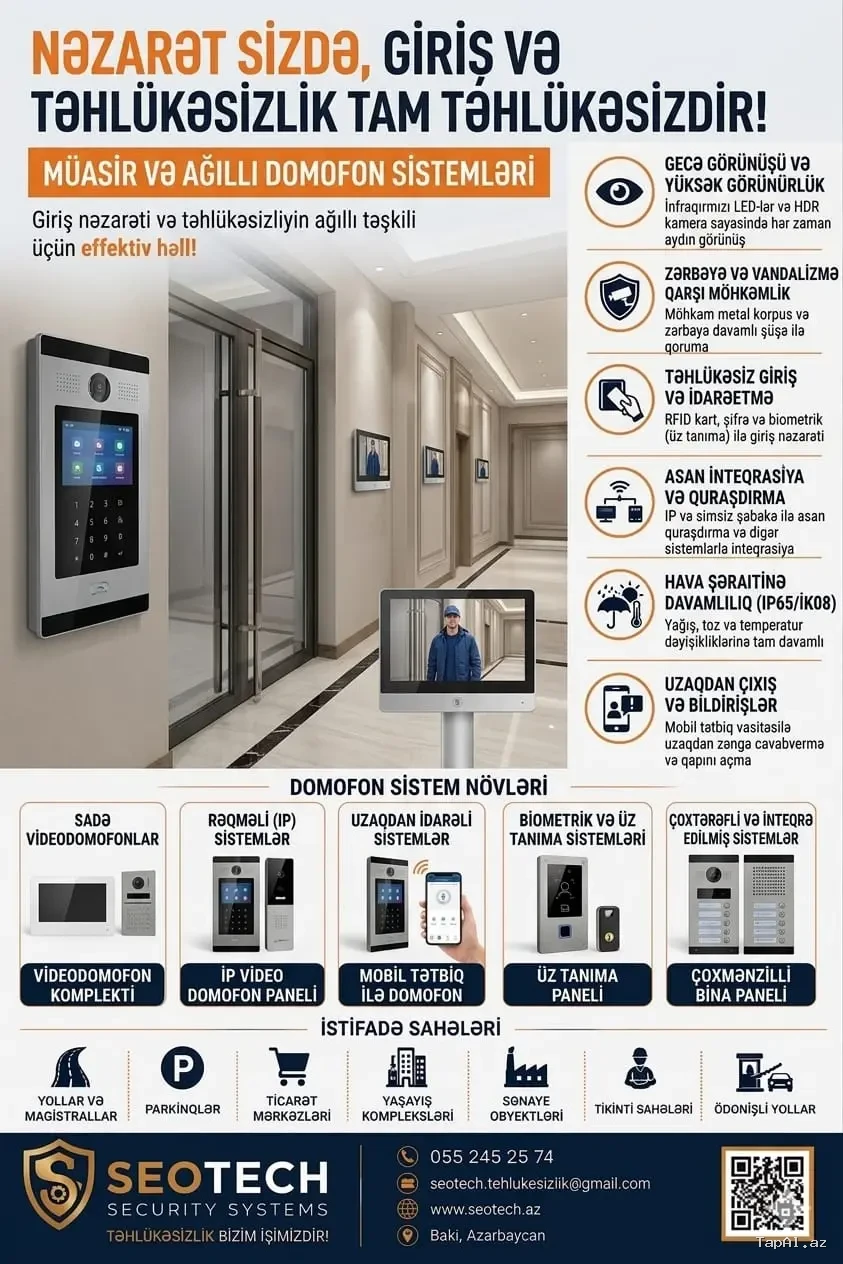 Bina interkom (domofon) sistemləri      055 245 25 74